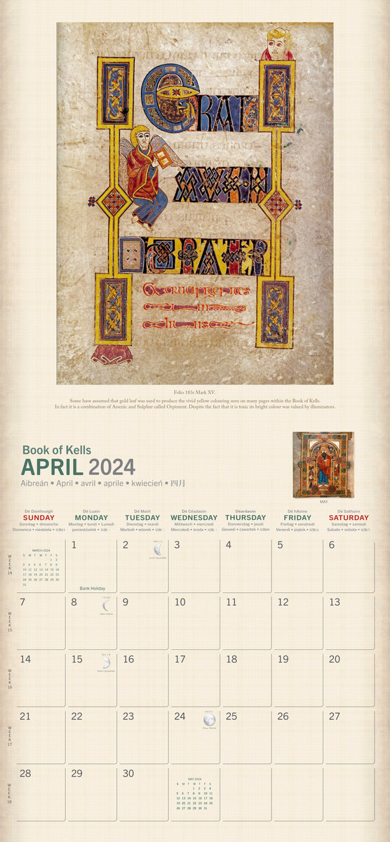 Book of Kells Large Calendar 2024 Irish Calendars